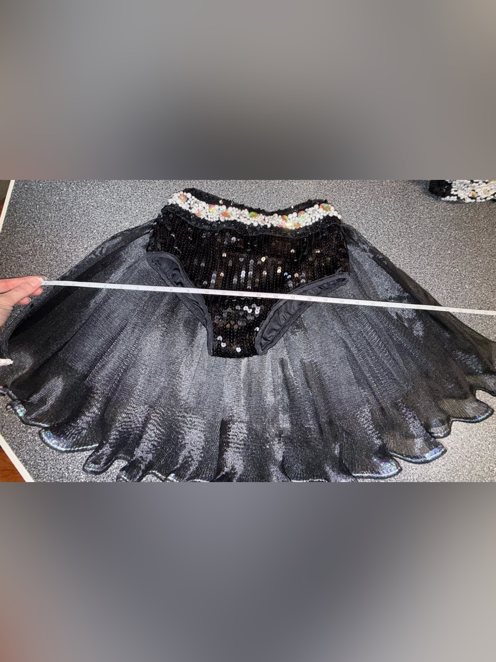Glamour Black Sequin & Rhinestone Bling Tulle Dance Costume Size Adult Small - Picture 15 of 16